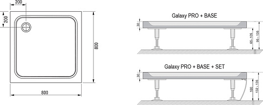 Ravak Perseus Pro Chrome Поддон для душа 80x80x3h см, цвет: белый XA044401010