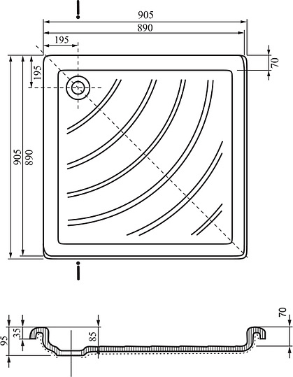 Ravak Angela Поддон для душа 89x89x9,5h см, цвет: белый A017701220