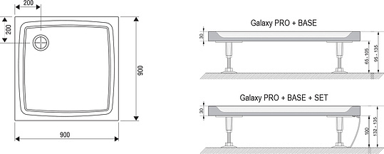 Ravak Perseus Pro Поддон для душа 90x90x3h см, цвет: белый XA037711010