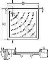 Ravak Angela Поддон для душа под облицовку 90,5x90,5x18,5h см, цвет: белый A007701320