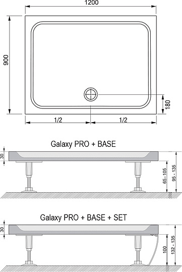 Ravak Gigant Pro Chrome Поддон для душа 120х90x3h см, цвет: белый XA04G701010