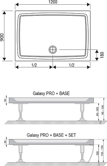 Ravak Gigant Pro Поддон для душа 120х90x3h см, цвет: белый XA03G711010