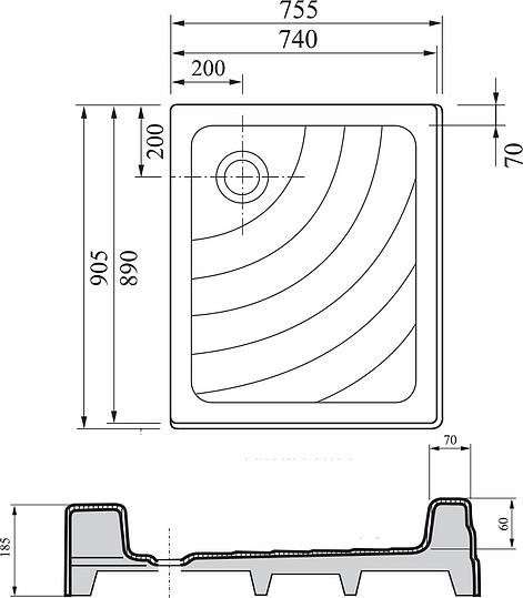 Ravak Aneta Поддон для душа с экраном 90,5x75,5x18,5h см, цвет: белый A003701120