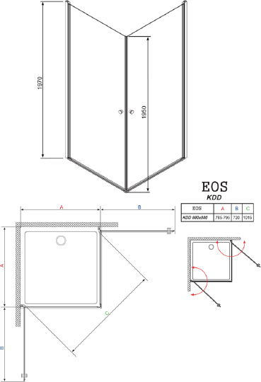 Душевой уголок Radaway Eos KDD 80 прозрачное стекло 37213-01-01N