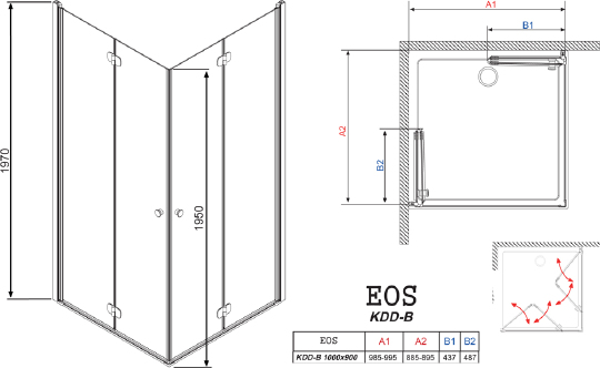 Душевой уголок Radaway Eos KDD-B 100x90 прозрачное стекло 37353-01-01N