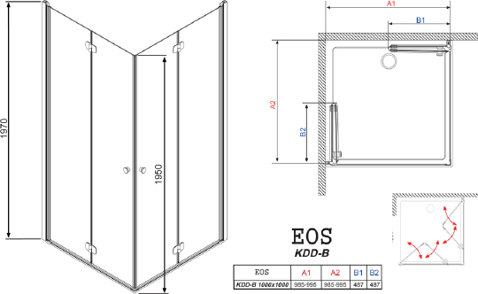 Душевой уголок Radaway Eos KDD-B 100x100 прозрачное стекло 37323-01-01N