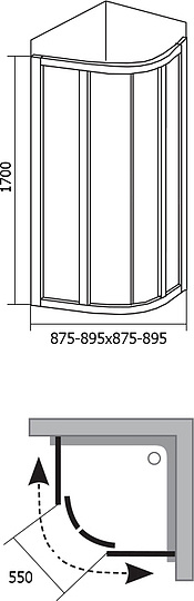 Ravak SKCP4 Supernova Душевой уголок 89,5x170h см, рифленое стекло 3 мм, цвет: сатин 31177V10011