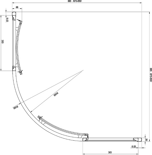 Ravak SKCP4 Supernova Душевой уголок 89,5x185h см, рифленое стекло 3 мм, цвет: сатин 31170U0011