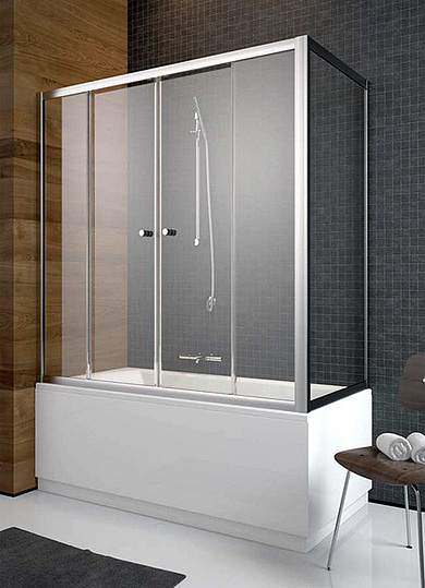 Radaway Vesta Шторка на ванну раздвижная, прозрачная 5 мм, Easy Clean 140х150h см, цвет: хром глянец 203140-01