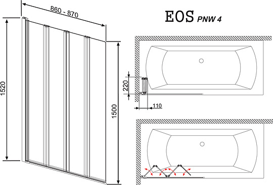 Шторка на ванну Radaway Eos PNW 4 205401-101