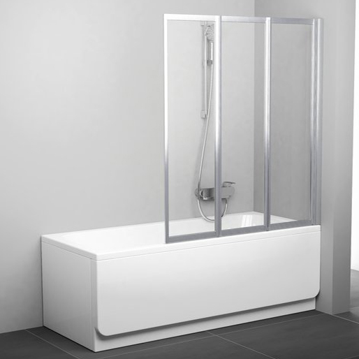 Ravak VS3 Шторка на ванну 129,6x140h см, прозрачное стекло 3 мм, цвет: сатин 795V0U00Z1