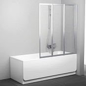 Ravak VS3 Шторка на ванну 129,6x140h см, прозрачное стекло 3 мм, цвет: сатин 795V0U00Z1