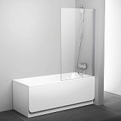 Ravak PVS1 Шторка на ванну 80x140h см, прозрачное стекло 6 мм, цвет: сатин 79840U00Z1