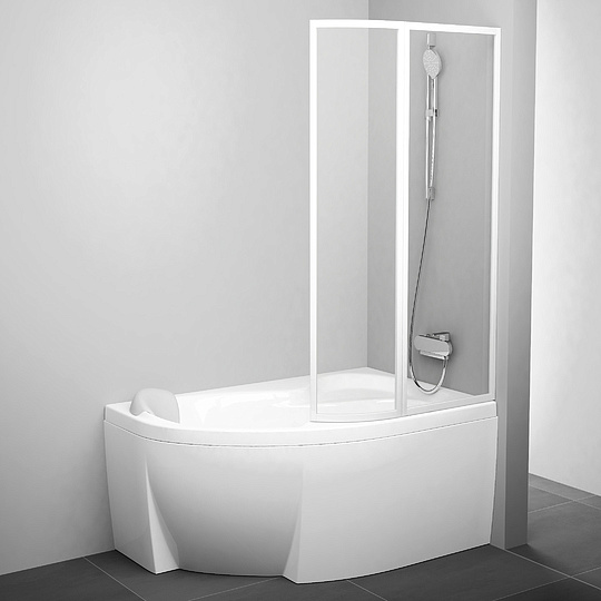 Ravak VSK2 Supernova Шторка на ванну правая 90,5x150h см, прозрачное стекло 3 мм, цвет: белый 76P70100Z1