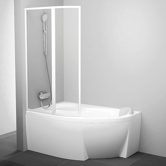 Ravak VSK2 Supernova Шторка на ванну левая 93,5x150h см, прозрачное стекло 3 мм, цвет: белый 76L80100Z1