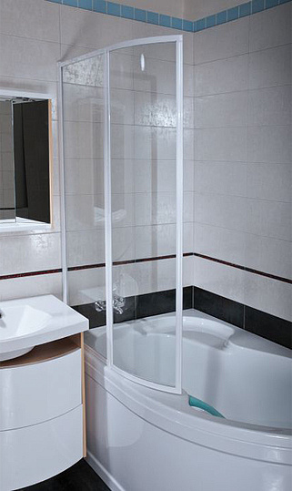 Ravak VSK2 Supernova Шторка на ванну левая 93,5x150h см, прозрачное стекло 3 мм, цвет: белый 76L80100Z1