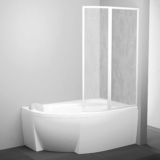 Ravak VSK2 Supernova Шторка на ванну правая 99x150h см, прозрачное стекло 3 мм, цвет: белый 76P9010041