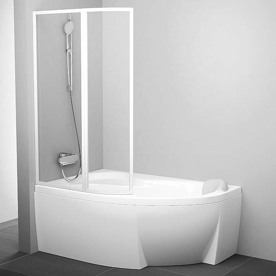 Ravak VSK2 Supernova Шторка на ванну левая 99x150h см, прозрачное стекло 3 мм, цвет: белый 76L90100Z1