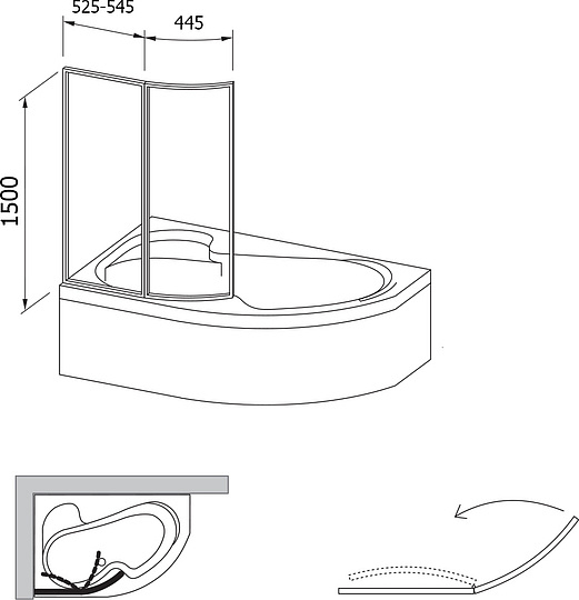 Ravak VSK2 Supernova Шторка на ванну левая 99x150h см, прозрачное стекло 3 мм, цвет: белый 76L90100Z1
