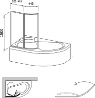 Ravak VSK2 Supernova Шторка на ванну левая 99x150h см, прозрачное стекло 3 мм, цвет: белый 76L90100Z1