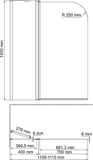Шторка на ванну Wasserkraft Leine 35P02-110
