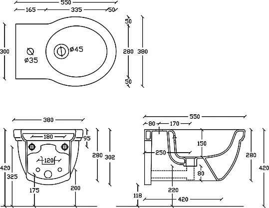 Galassia Ethos Биде подвесное 38х55 см, с переливом, цвет: белый глянцевый 8440M