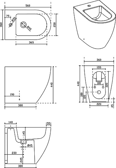 Galassia Dream Биде напольное, цвет: белый 7311