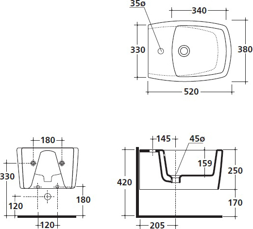 Galassia Sa02 Биде подвесное 38х52 см, с переливом, цвет: белый глянцевый 8970