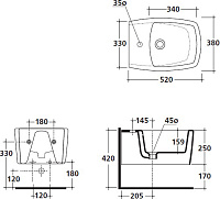 Galassia Sa02 Биде подвесное 38х52 см, с переливом, цвет: белый глянцевый 8970