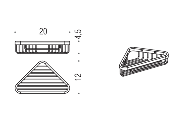 Colombo Design Basic Угловая металлическая полочка, подвесная, цвет: chrome B2732.CR