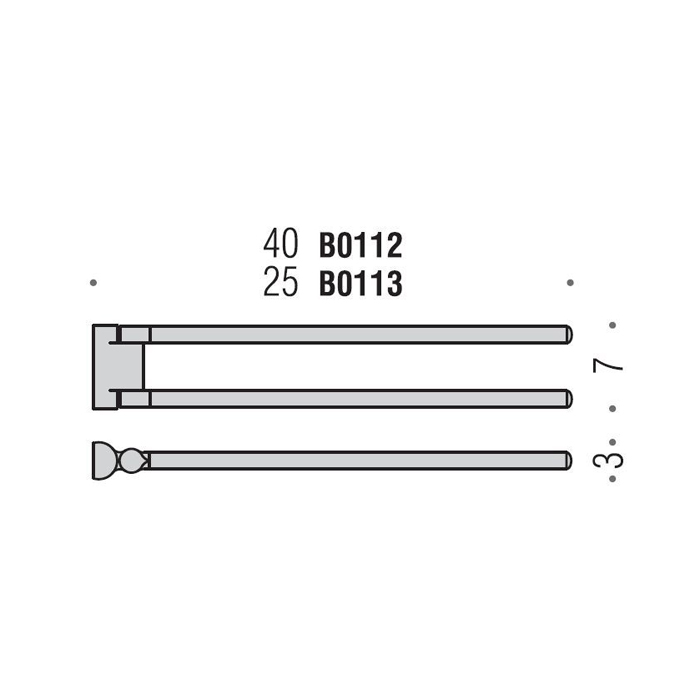 Colombo Design Luna Полотенцедержатель двойной 25 см, подвесной, цвет: chrome B0113.CR