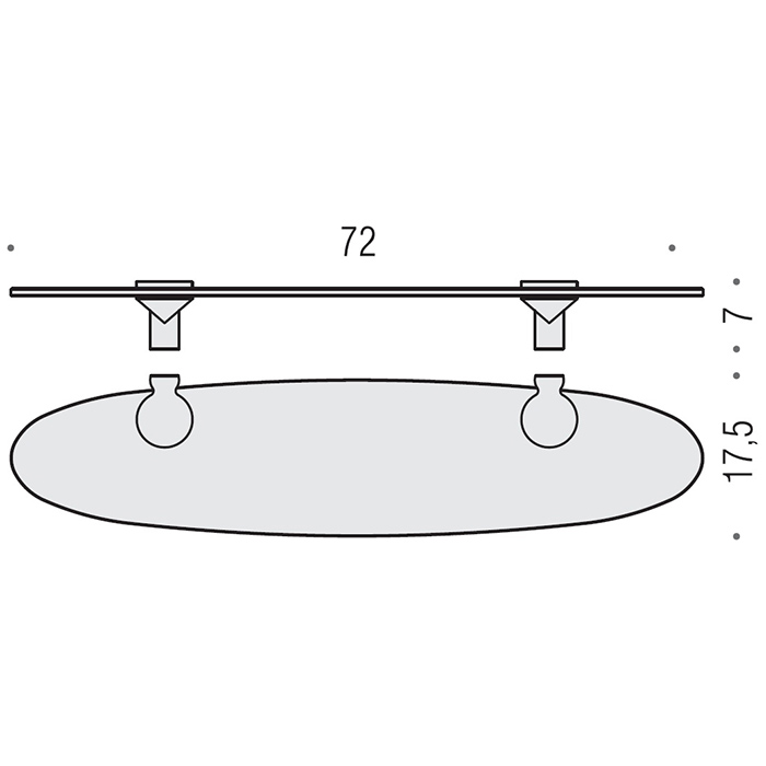 Colombo Design Luna Полочка стеклянная 72x17,5 см, подвесная, цвет: chrome B0130