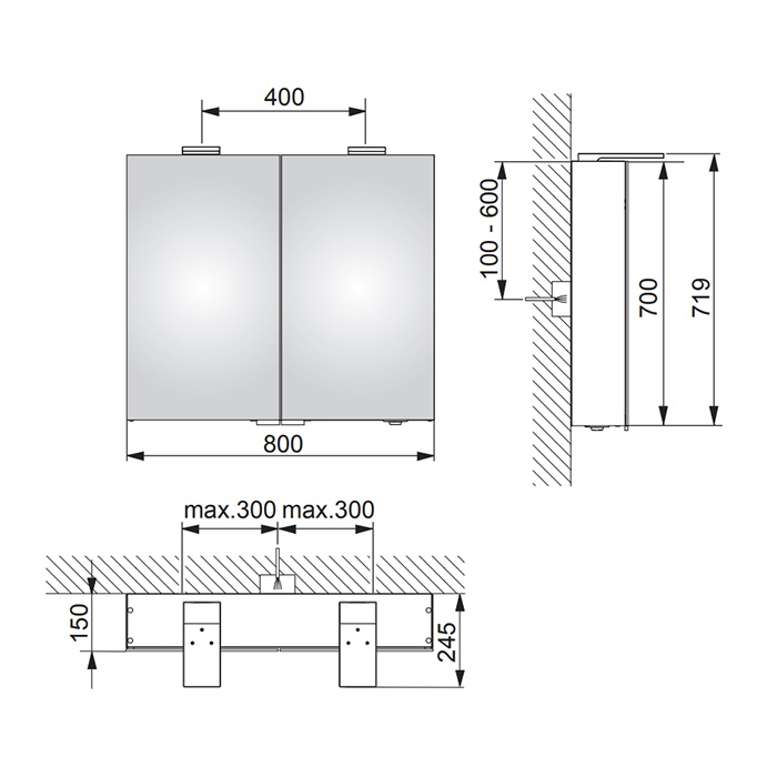 Keuco Royal 15 Зеркальный шкаф с подсветкой 80x72xh15 cм. 14403 171301