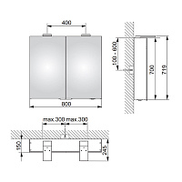 Keuco Royal 15 Зеркальный шкаф с подсветкой 80x72xh15 cм. 14403 171301