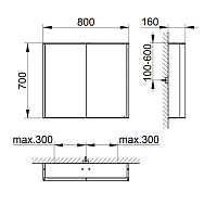Keuco Royal Match Зеркальный шкаф с подсветкой 65х70хh16 cм. 12801 171301