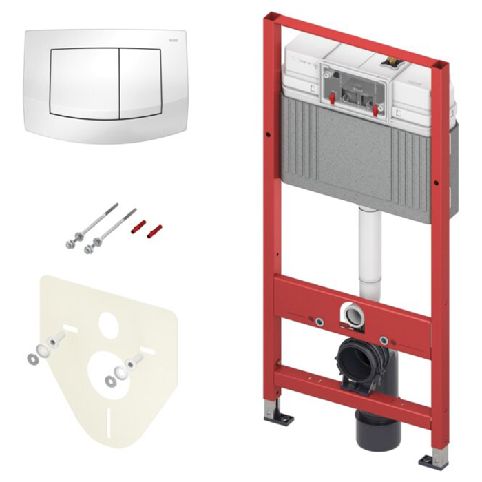 Tece Base Инсталляция для унитаза 4 в 1 с кнопкой смыва, креплением и шумоиз., цвет: белый K440200