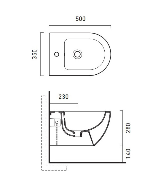 Catalano Sfera Биде подвесное 35x50 см, 1 отв., с переливом, покр. Cataglaze, цвет: белый глянцевый 1BSS5000