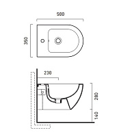 Catalano Sfera Биде подвесное 35x50 см, 1 отв., с переливом, покр. Cataglaze, цвет: белый глянцевый 1BSS5000