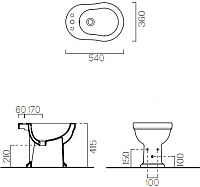 GSI Classic Биде напольное, 1 отверстие под смеситель, перелив, без крепежа, цвет: белый глянцевый 8762111