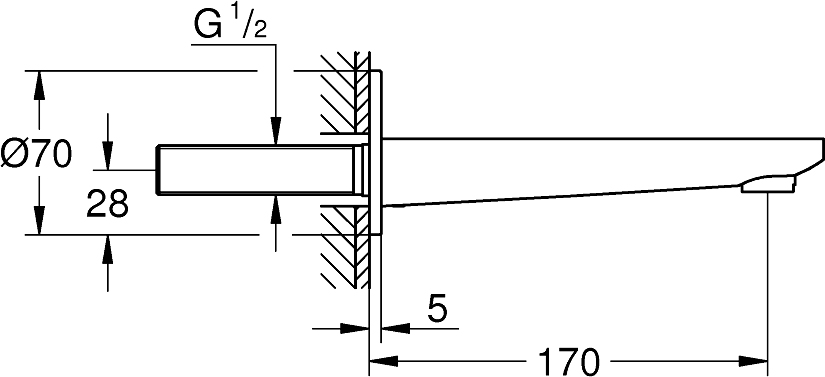 Grohe Lineare Излив для ванны, 7х19хh7 см, латунь, цвет: хром 13383001