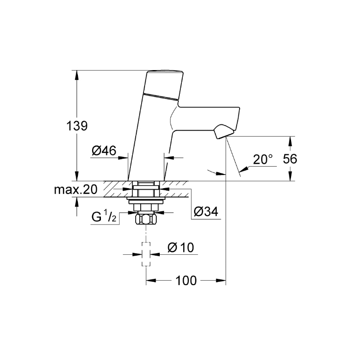 Grohe Concetto New Кран для раковины, без функции смешивания, цвет: хром 32207001