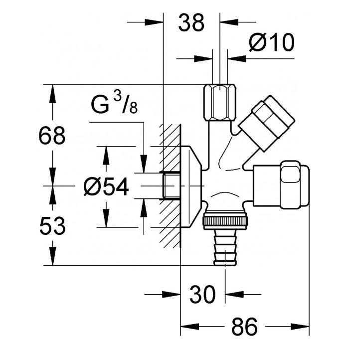 Grohe Eggemann WAS Запорный вентиль, угловой, цвет: хром 41073000