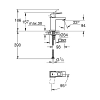 Grohe Eurocube Смеситель для раковины, гладкий корпус, ES керамический картридж, цвет: хром 2339200E