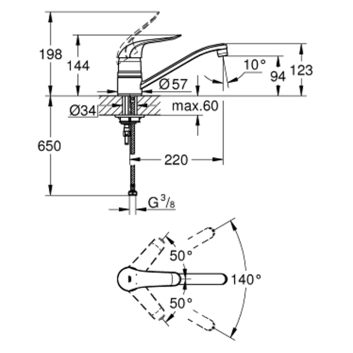Grohe Euroeco Special Смеситель для мойки, цвет: хром 32787000