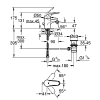 Grohe Euroeco Смеситель для биде со сливным гарнитуром, цвет: хром 23263000