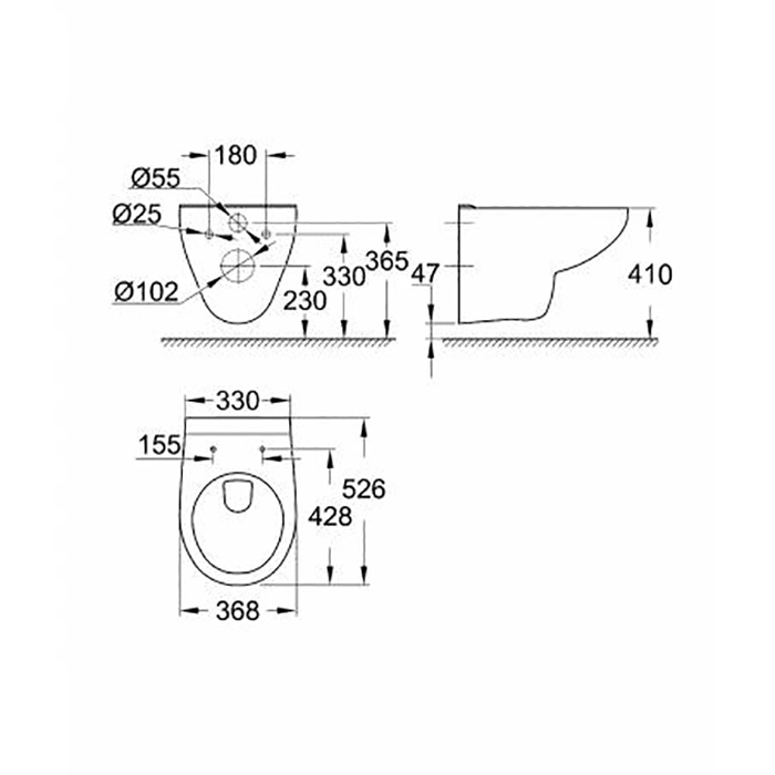 Grohe Bau Ceramic Унитаз 53x37 см, подвесной, цвет: хром 39491000