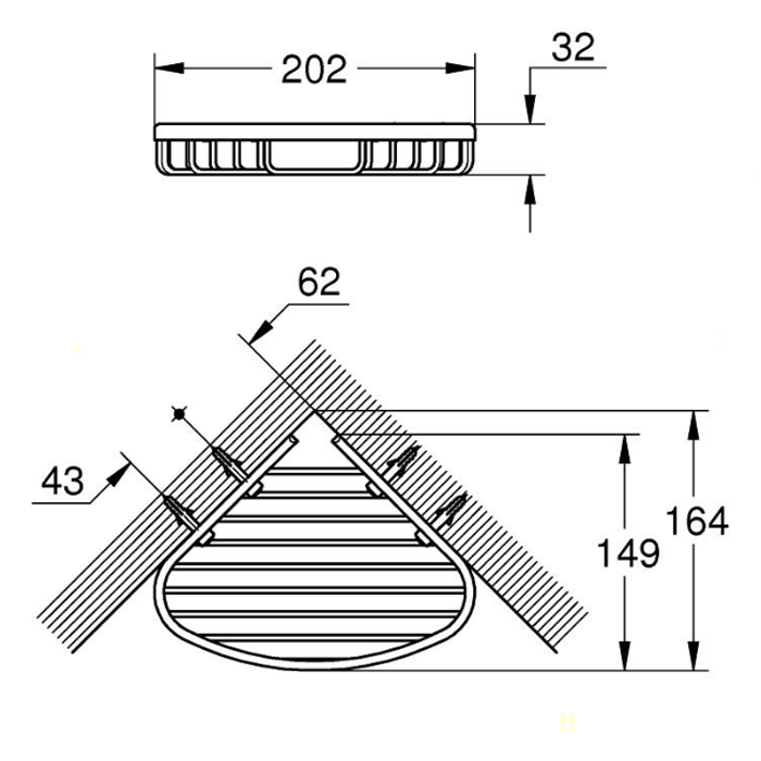 Grohe Bau Cosmopolitan Полочка-решетка угловая 20 см, цвет: хром 40664001