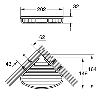 Grohe Bau Cosmopolitan Полочка-решетка угловая 20 см, цвет: хром 40664001