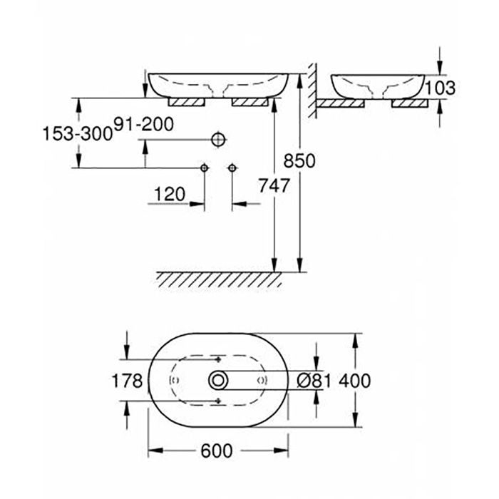 Grohe Essence Ceramic Раковина 60 см, свободностоящая, цвет: белый 3960800H