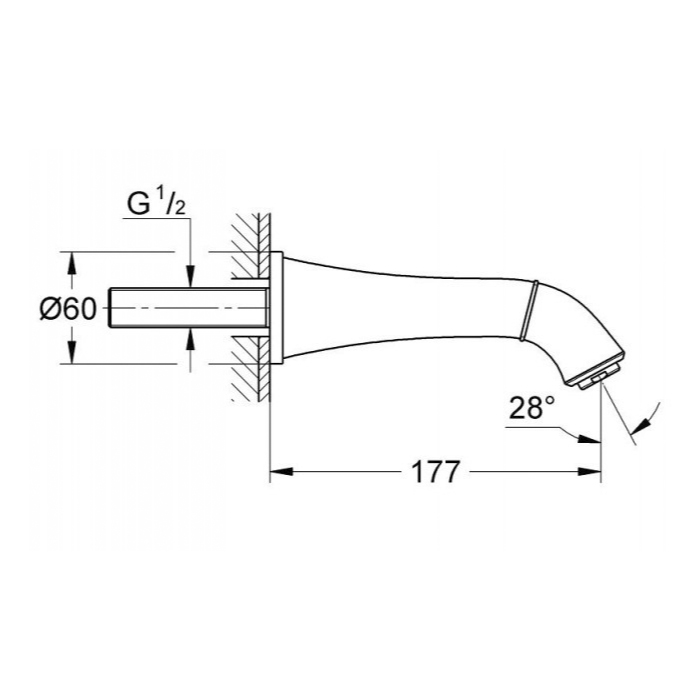 Grohe Grandera Излив для ванны, настенный, цвет: теплый закат глянец 13341DA0